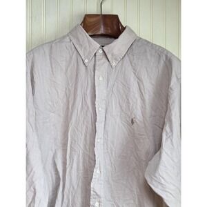Ralph Lauren Shirt Mens 16.5 34/35 Beige Yarmouth Button Down Cotton Oxford